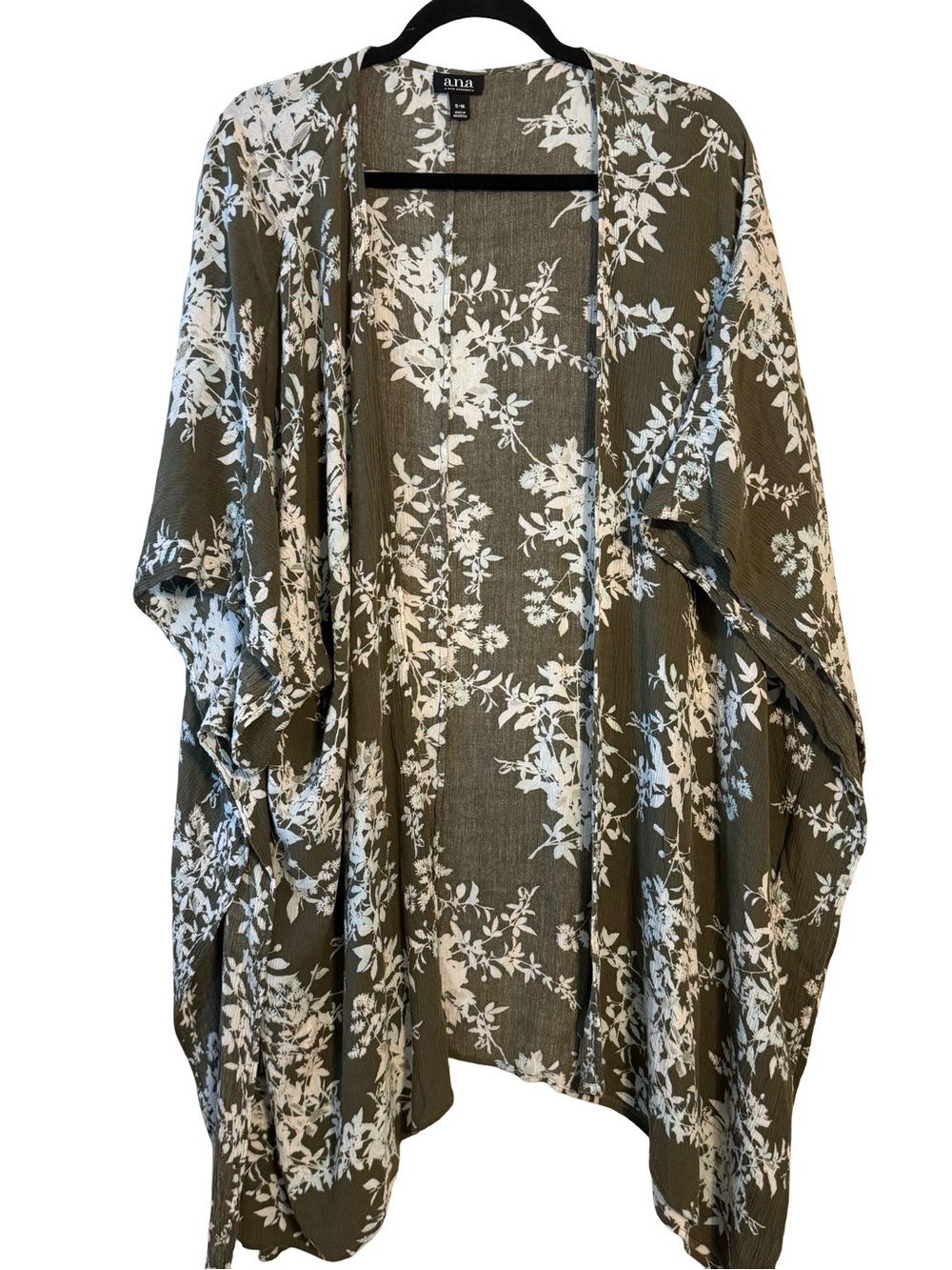 a.n.a Olive & White Floral Kimono Jacket